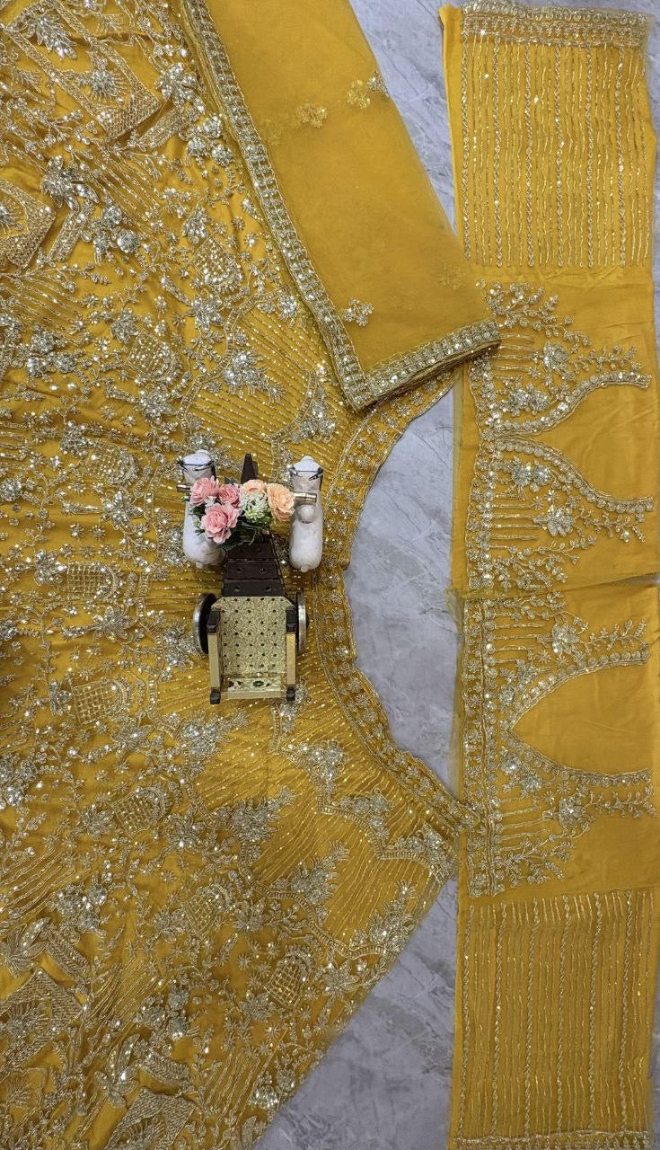 Lehenga collection "Shadiri" - Jaune moutarde