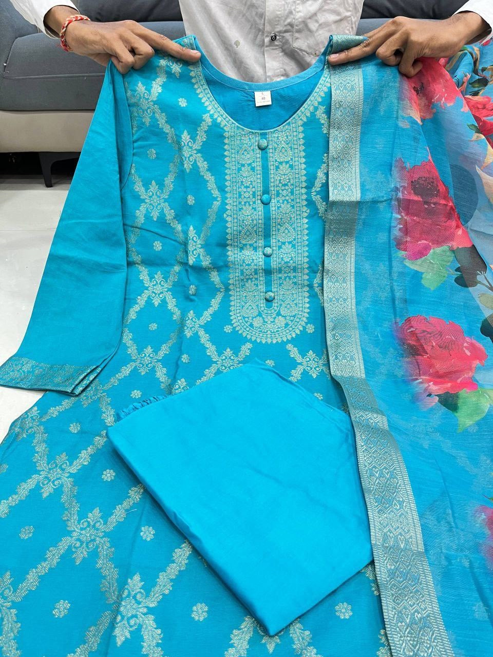 Punjabi "Ashoda" - Bleu turquoise