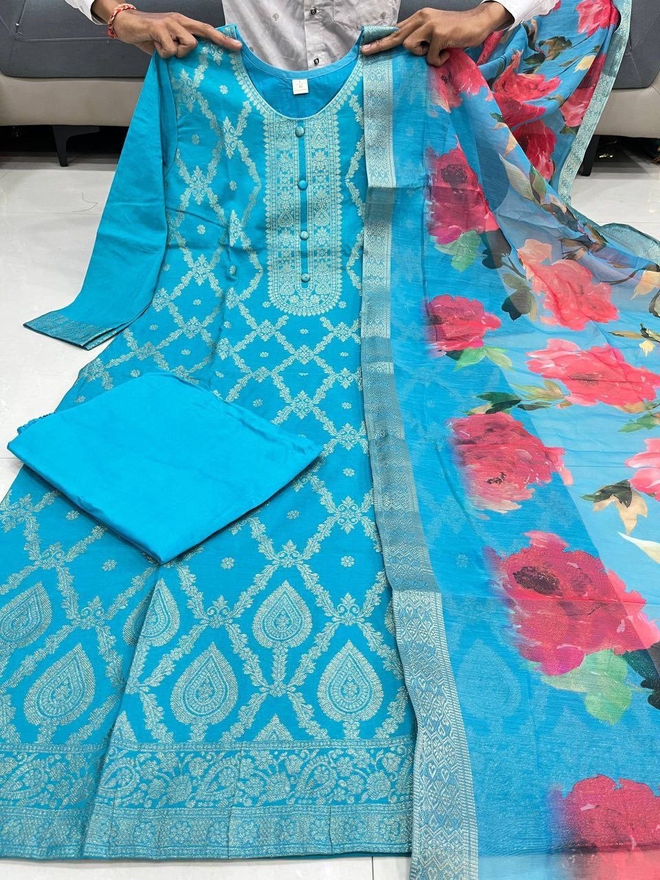 Punjabi "Ashoda" - Bleu turquoise