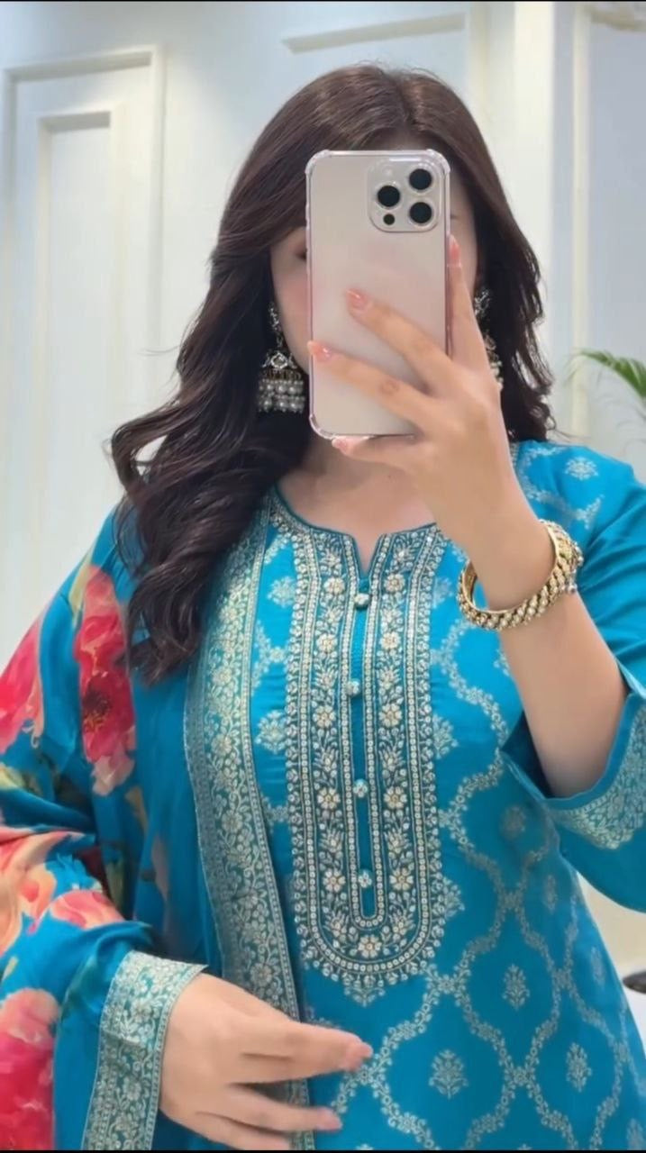 Punjabi "Ashoda" - Bleu turquoise