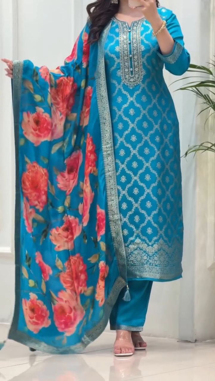Punjabi "Ashoda" - Bleu turquoise