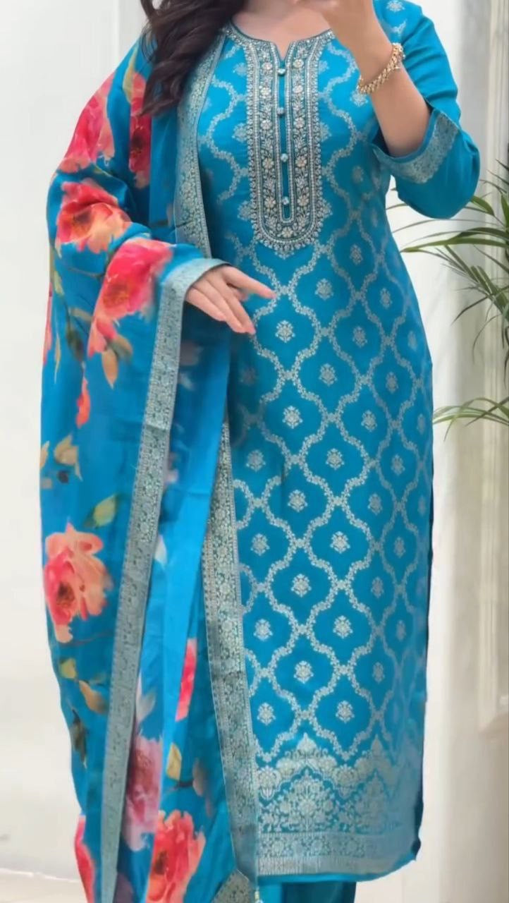 Punjabi "Ashoda" - Bleu turquoise