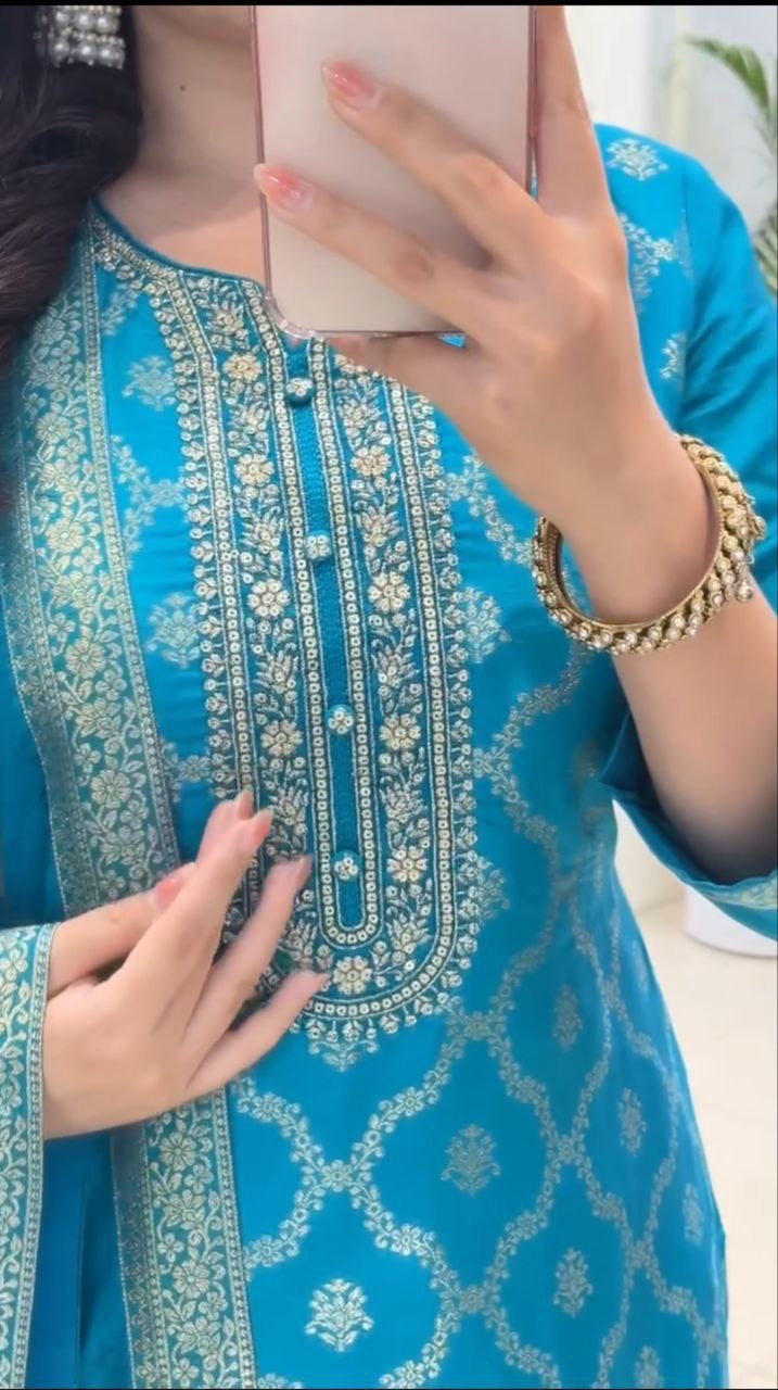 Punjabi "Ashoda" - Bleu turquoise