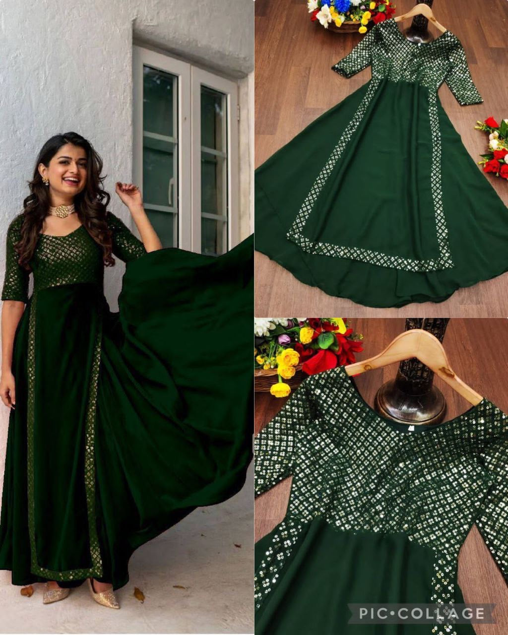 Anarkali Collection "Aïshu" - Vert bouteille