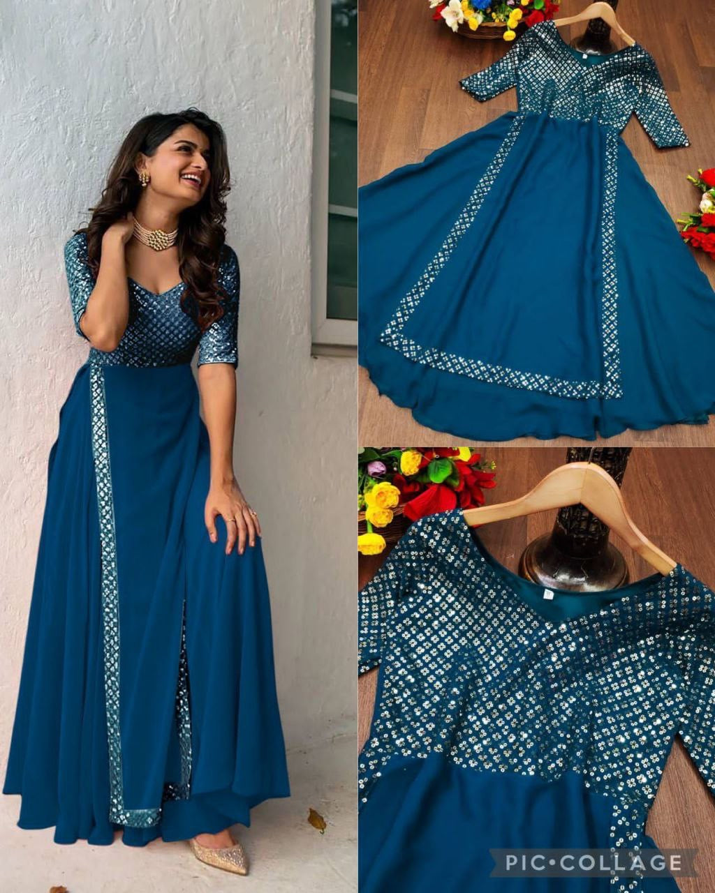 Anarkali Collection "Aïshu" - Bleu pétrole