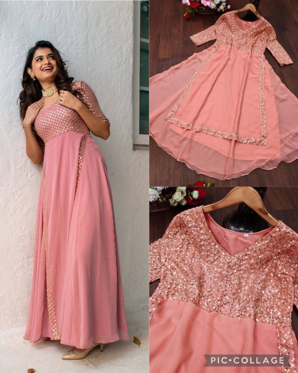 Anarkali Collection "Aïshu" - Rose poudrée