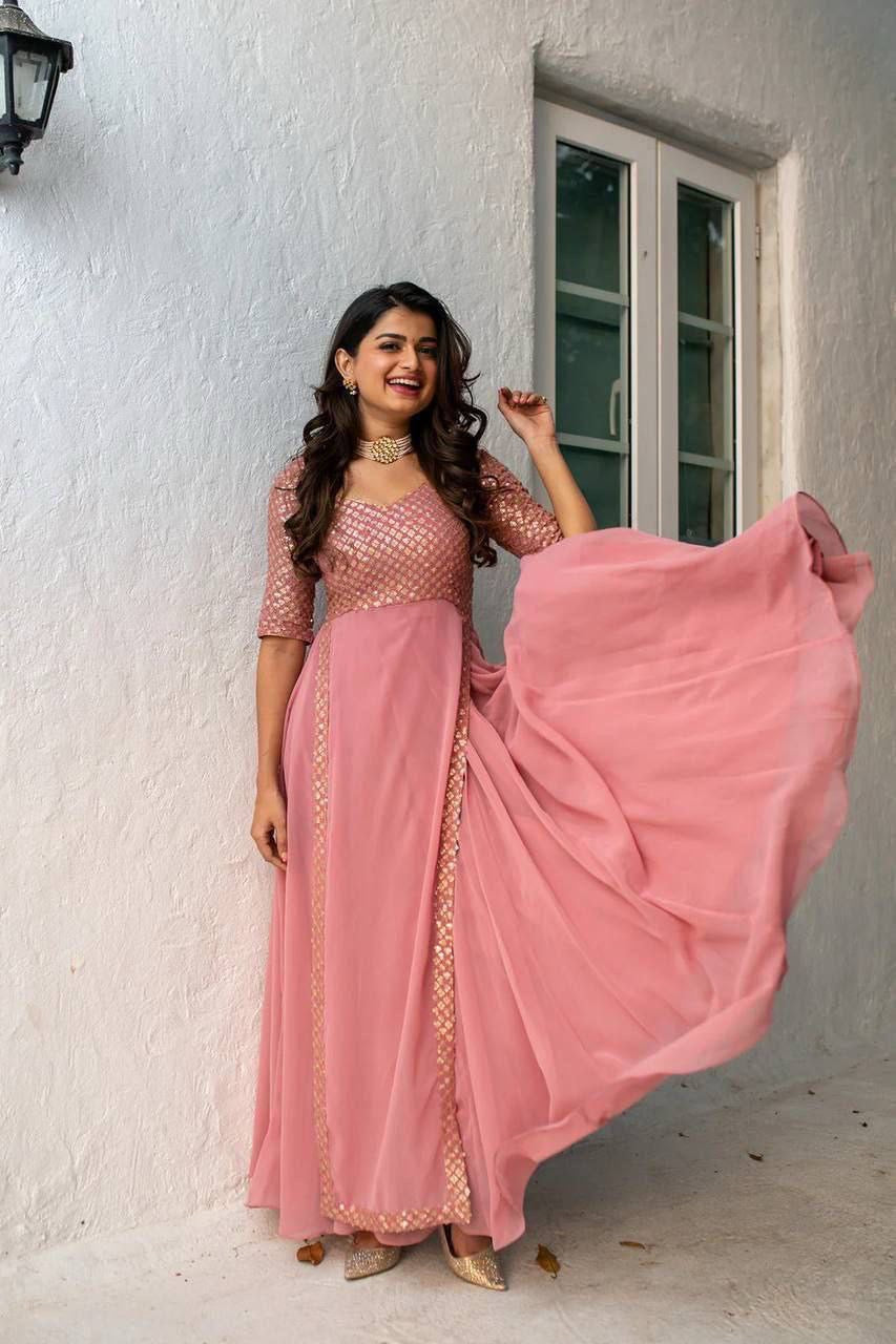 Anarkali Collection "Aïshu" - Rose poudrée