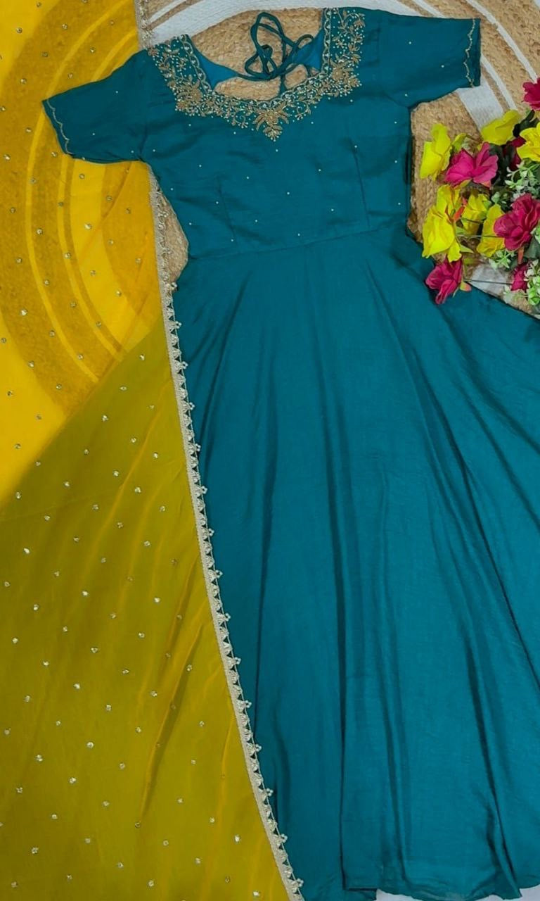 Anarkali Collection "Bhavani" - Bleu canard