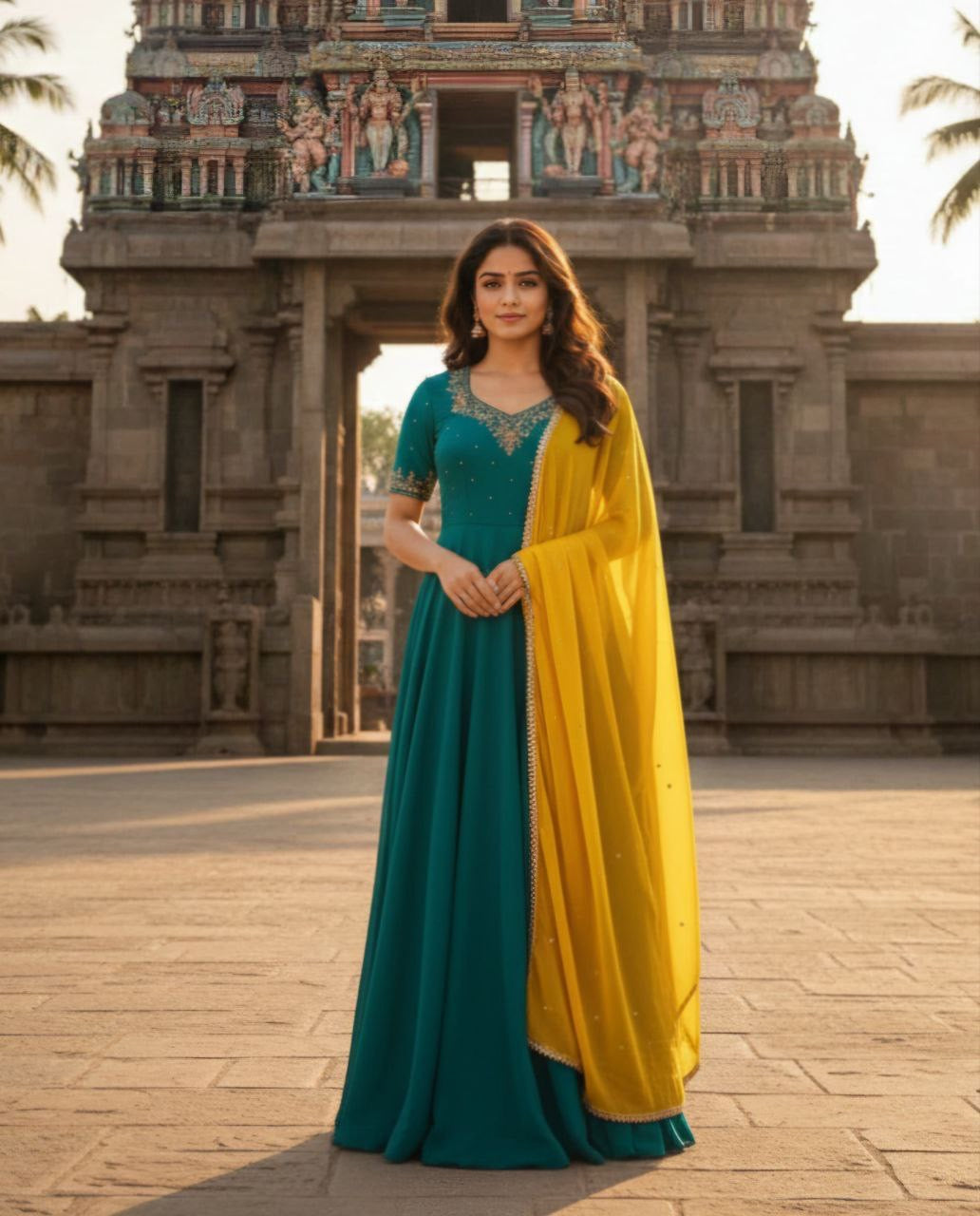 Anarkali Collection "Bhavani" - Bleu canard