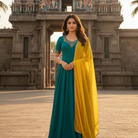 Anarkali Collection "Bhavani" - Bleu canard
