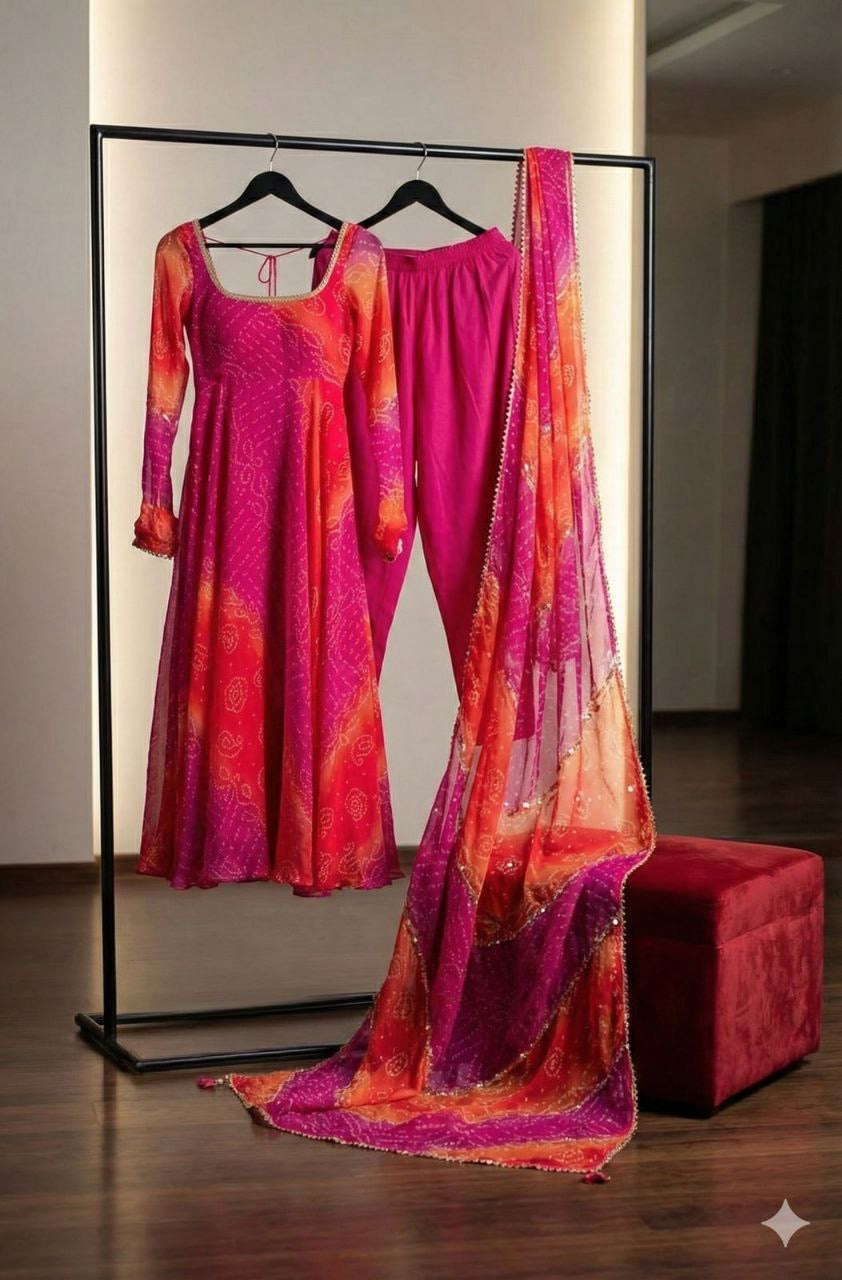 Anarkali Collection "Meenala" - Rose fuchsia/orange
