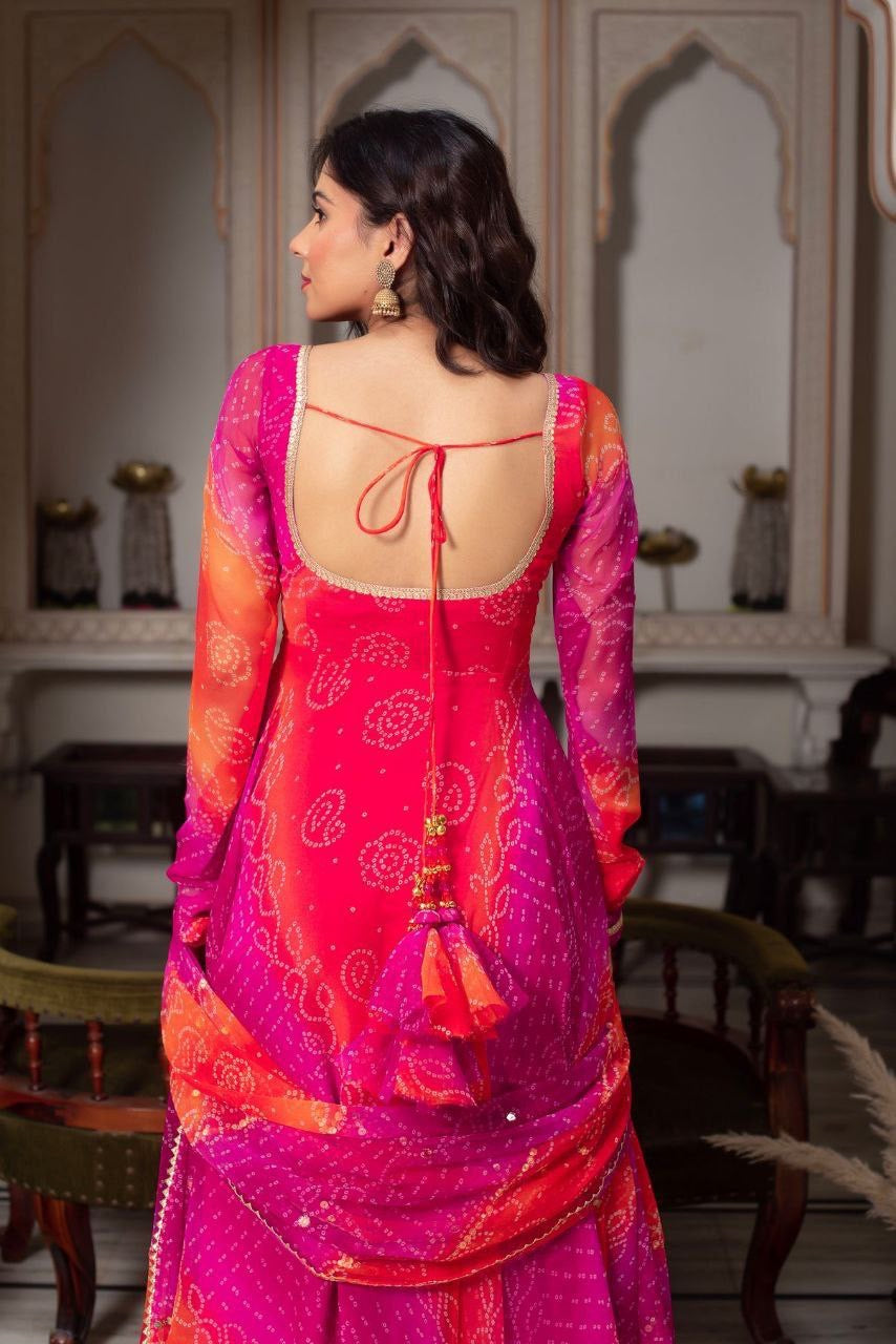 Anarkali Collection "Meenala" - Rose fuchsia/orange