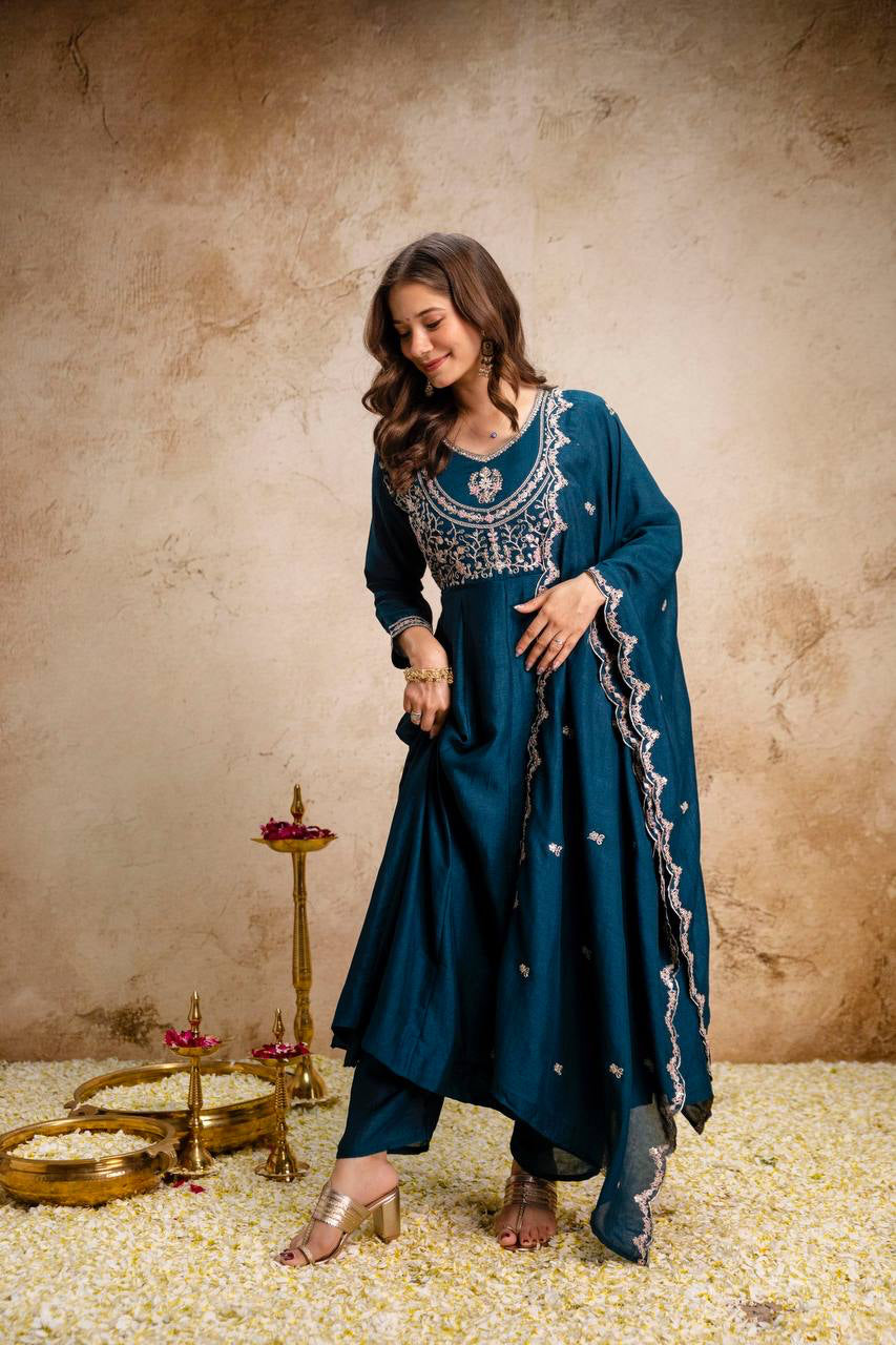 Anarkali  "Anjana" - Bleu marine