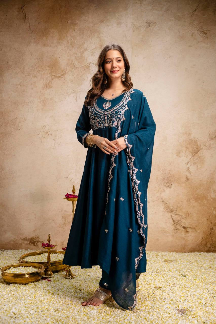 Anarkali  "Anjana" - Bleu marine
