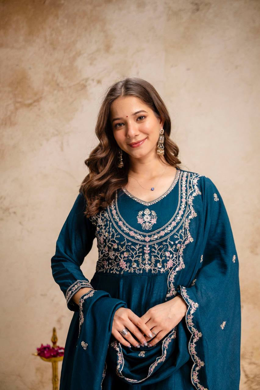 Anarkali  "Anjana" - Bleu marine