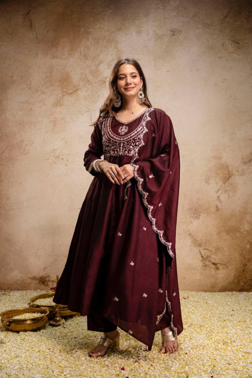 Anarkali  "Anjana" - Marron