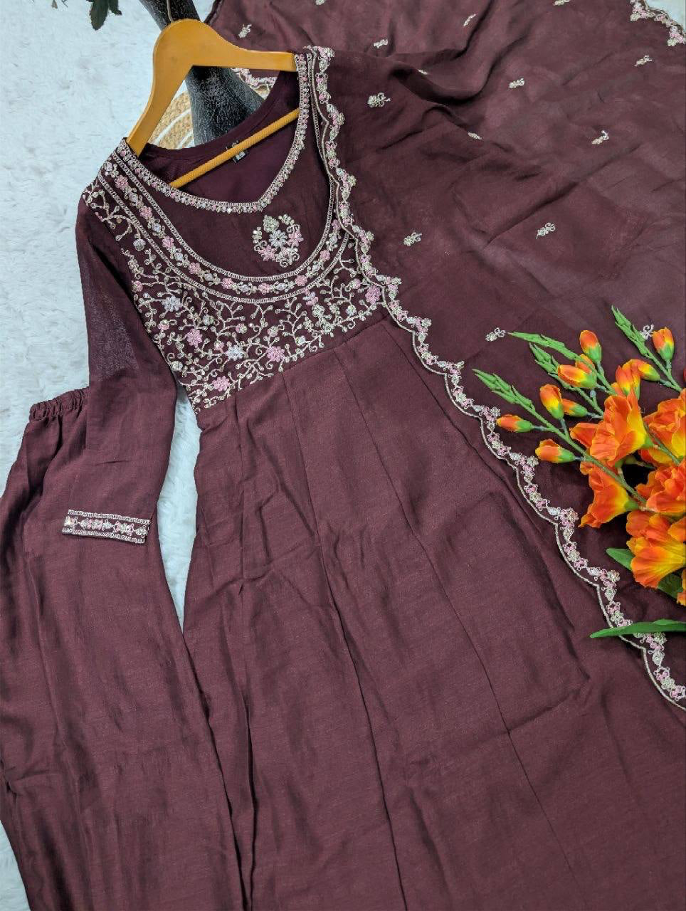 Anarkali  "Anjana" - Marron