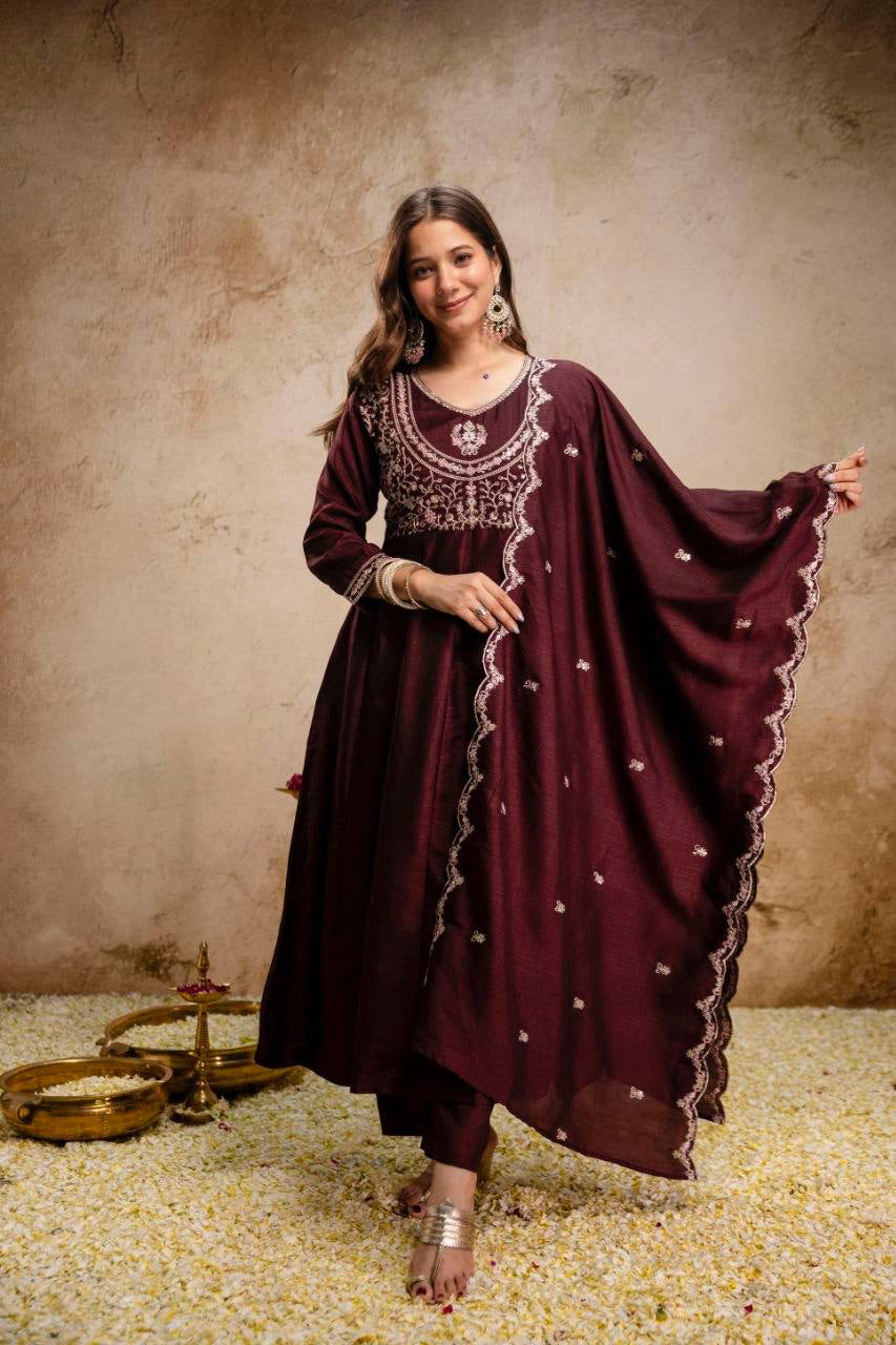 Anarkali  "Anjana" - Marron
