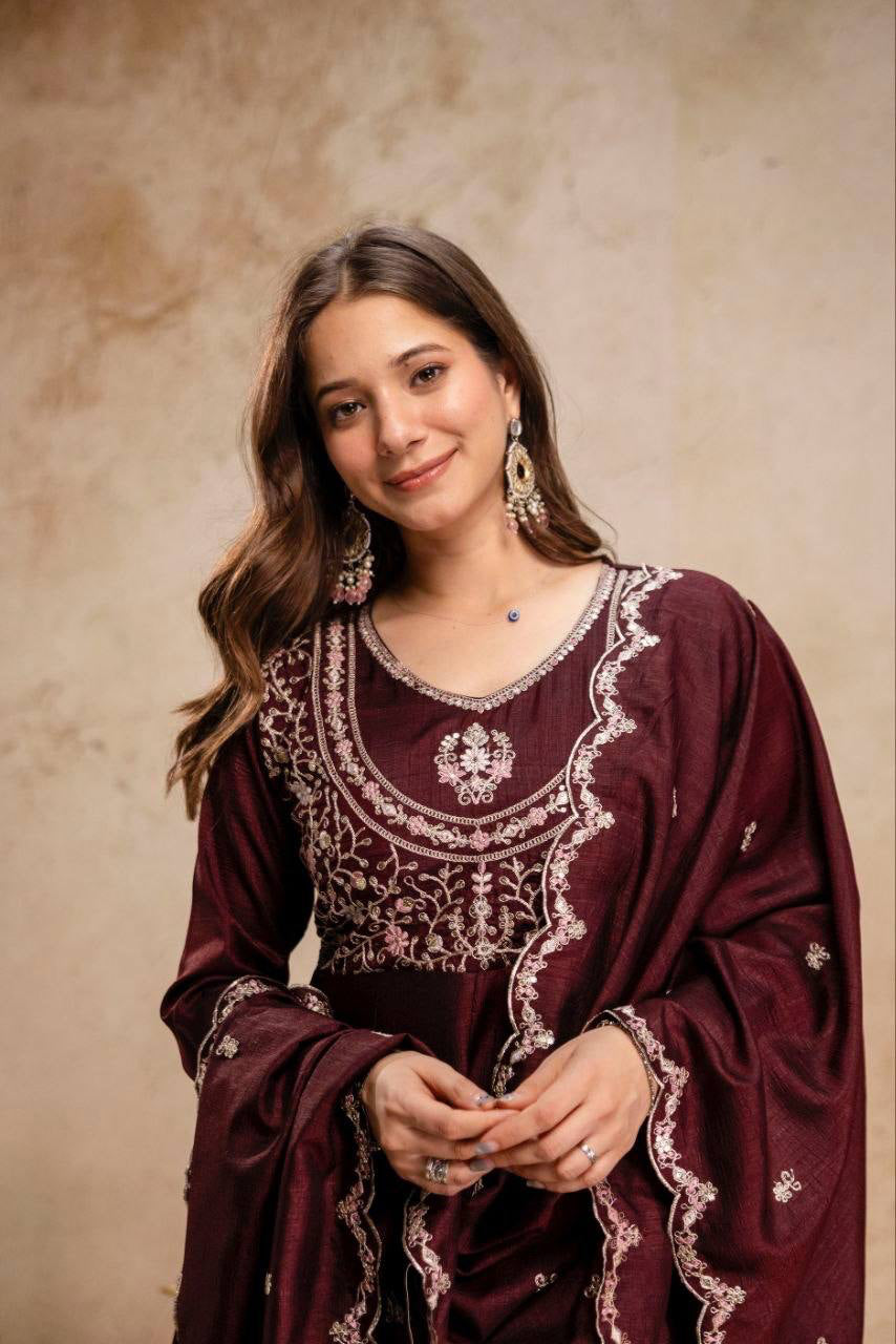 Anarkali  "Anjana" - Marron