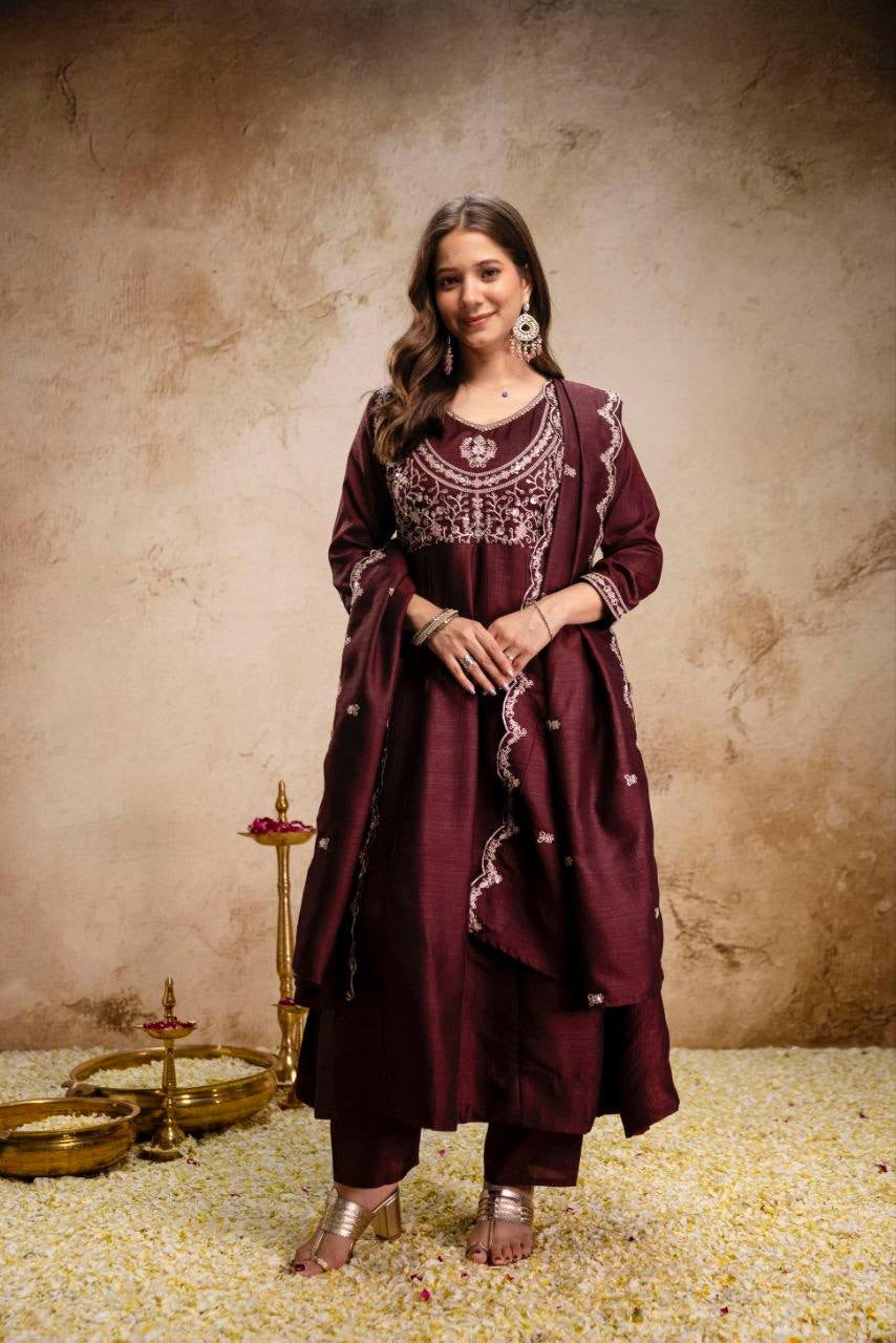Anarkali  "Anjana" - Marron