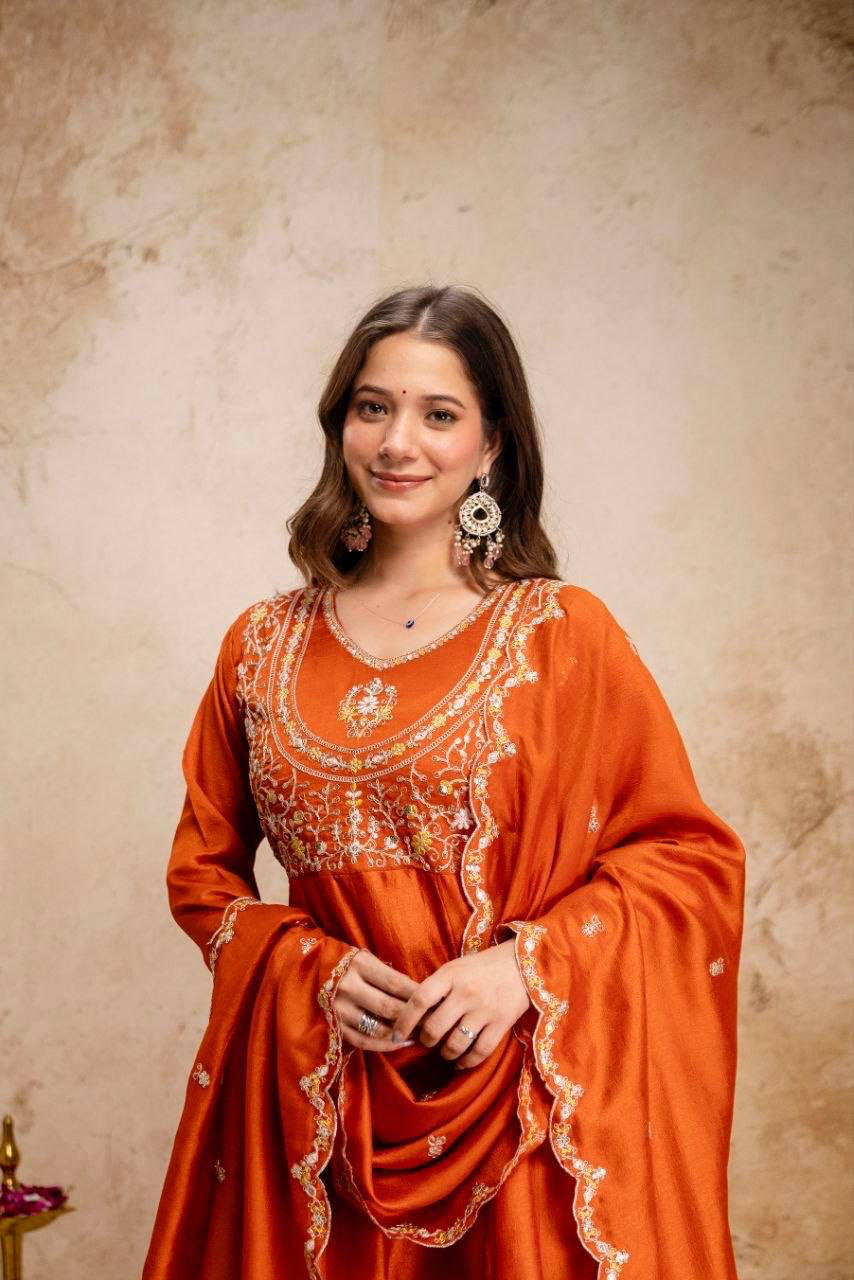 Anarkali  "Anjana" - Terracotta