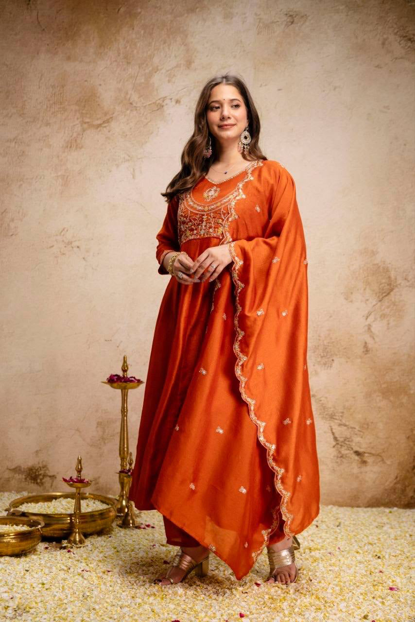 Anarkali  "Anjana" - Terracotta