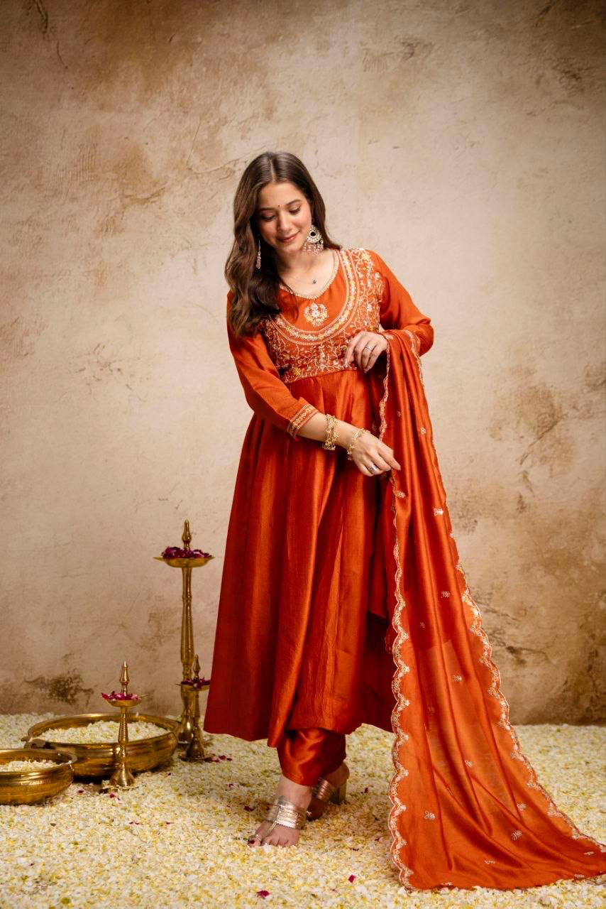 Anarkali  "Anjana" - Terracotta