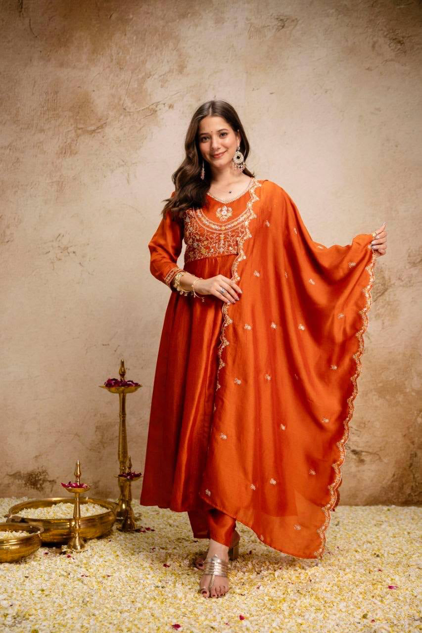 Anarkali  "Anjana" - Terracotta