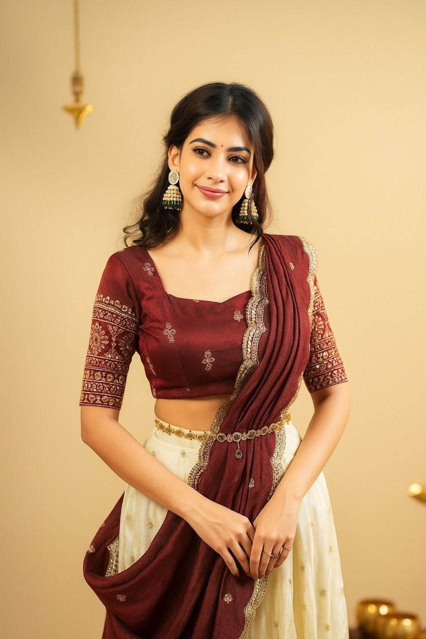 Lehenga collection "Pryanka" - Bordeaux