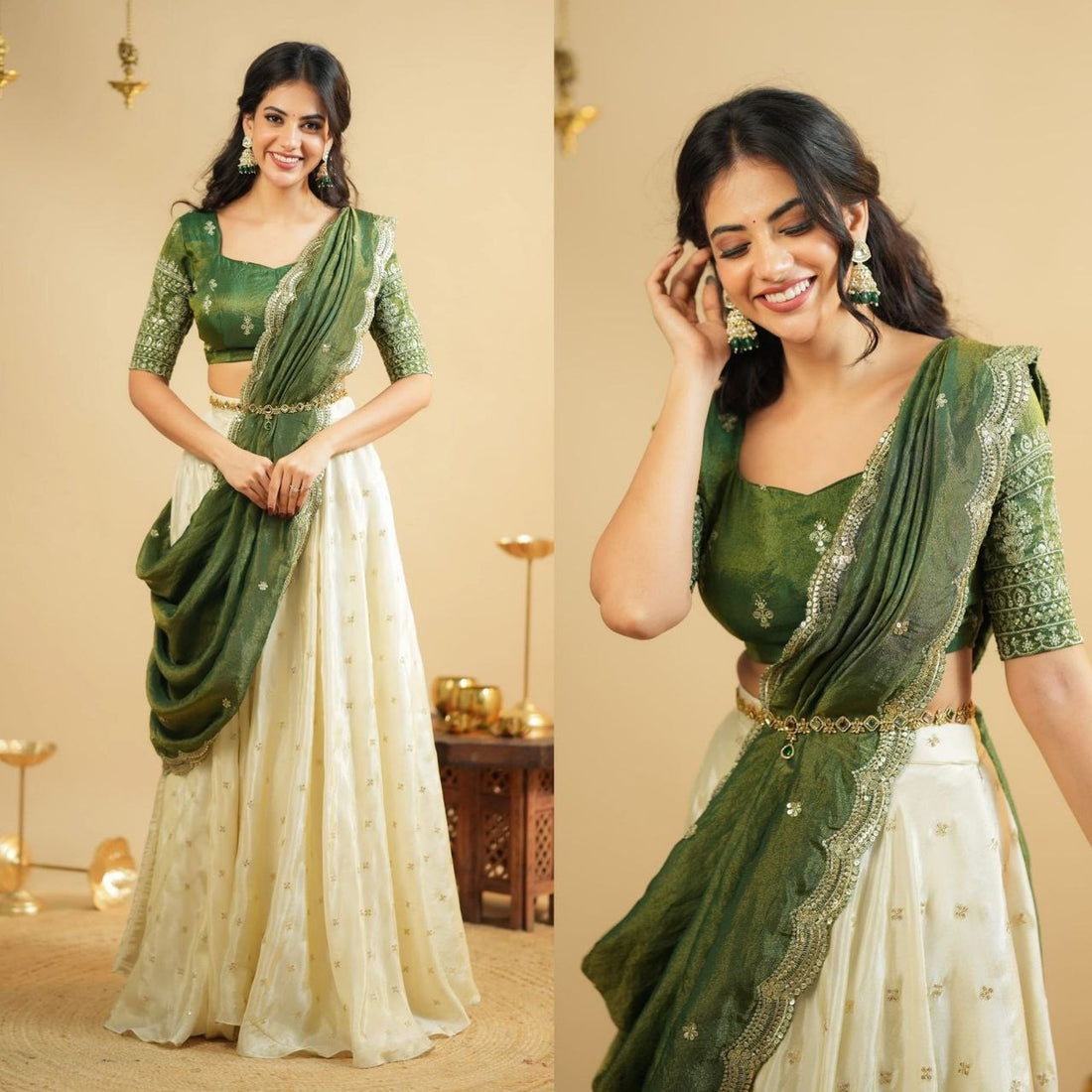 Lehenga collection "Pryanka" - Vert olive