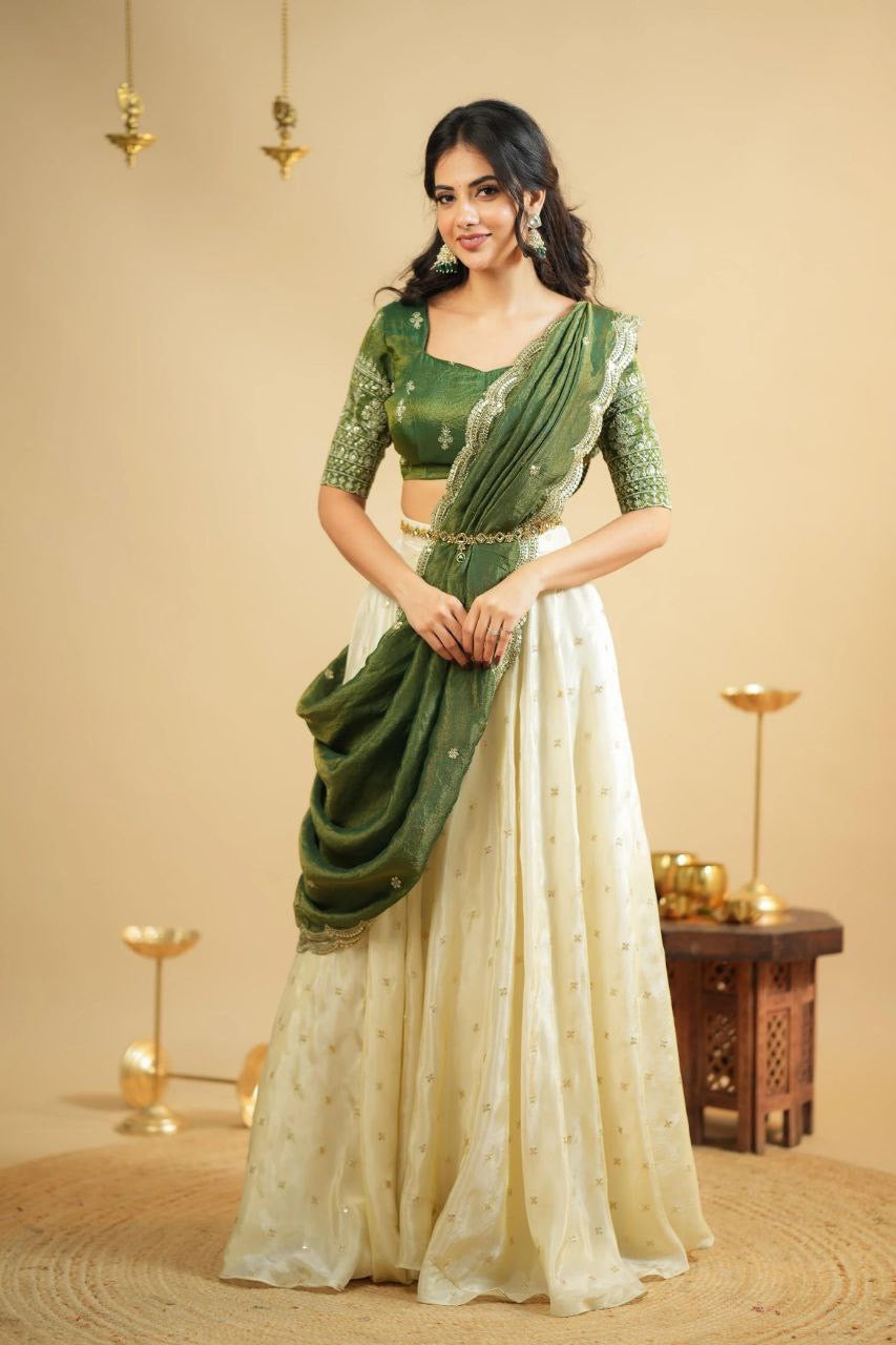 Lehenga collection "Pryanka" - Vert olive