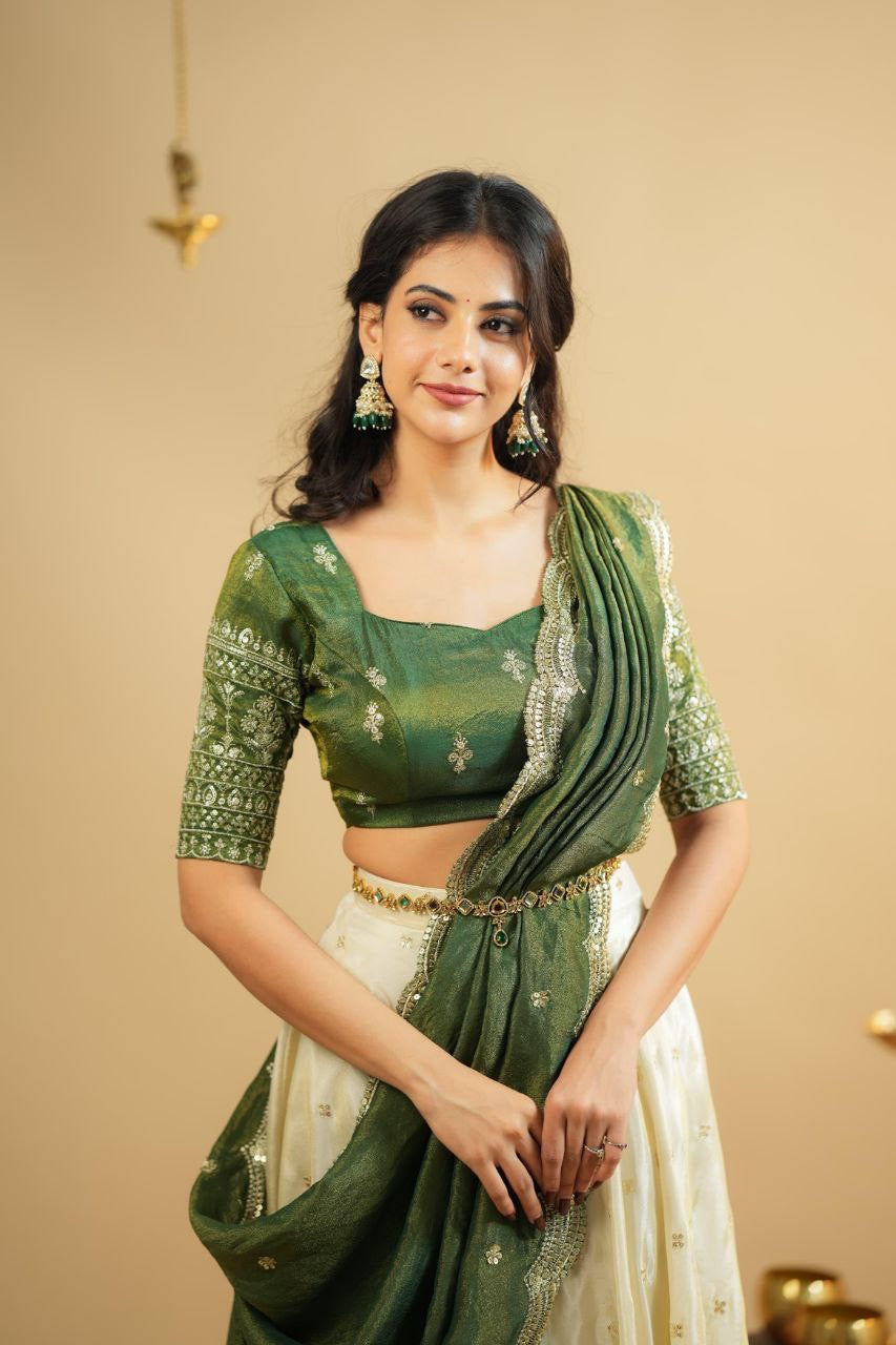 Lehenga collection "Pryanka" - Vert olive
