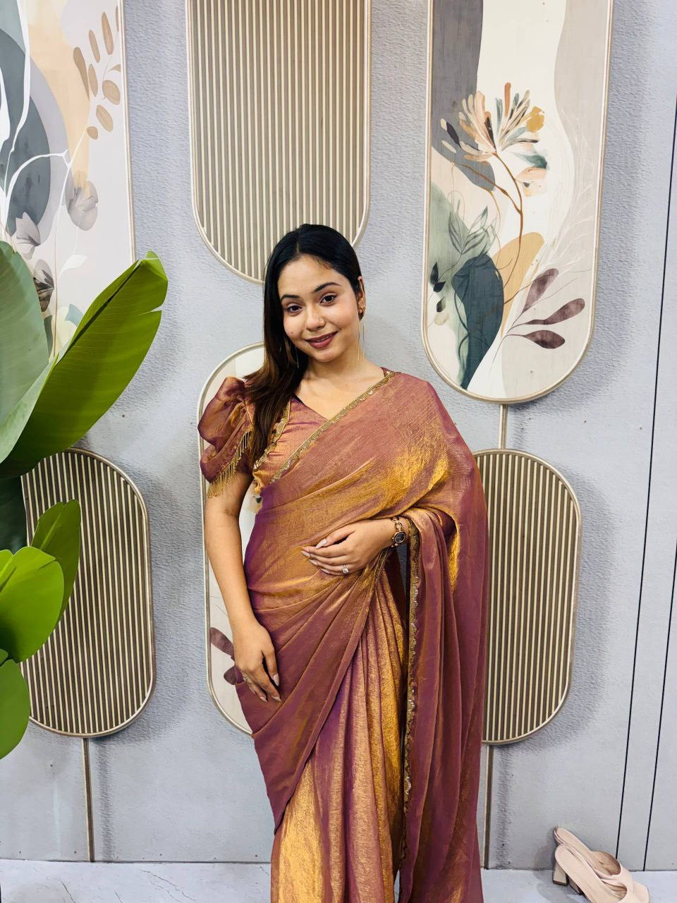 Sari prêt à porter Collection "Serendy" - Bronze rosé