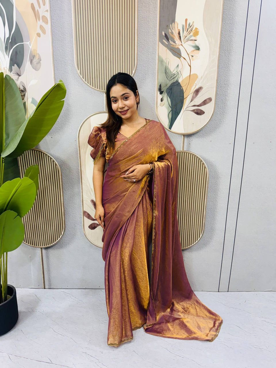 Sari prêt à porter Collection "Serendy" - Bronze rosé
