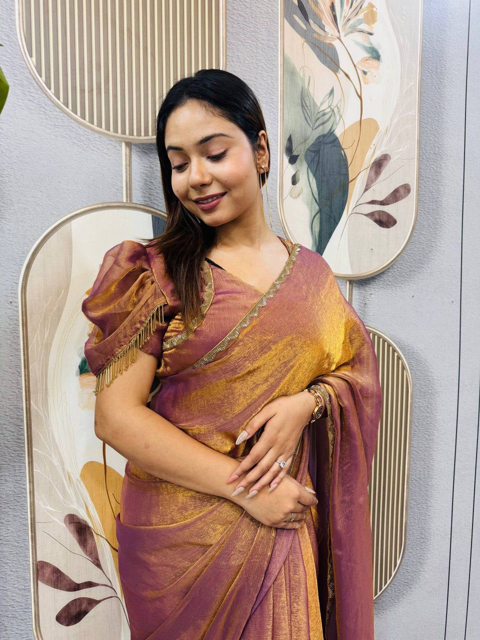 Sari prêt à porter Collection "Serendy" - Bronze rosé