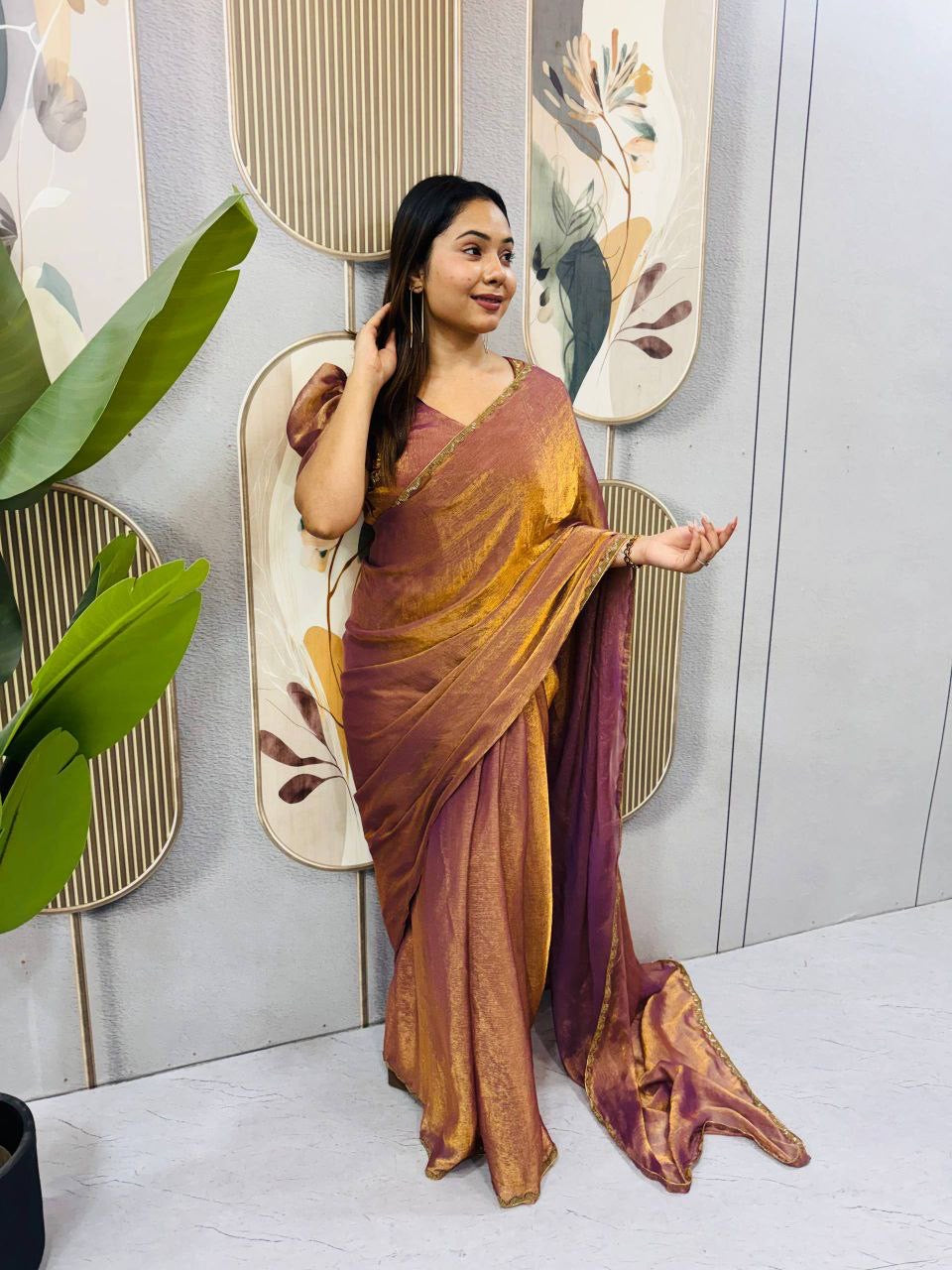 Sari prêt à porter Collection "Serendy" - Bronze rosé