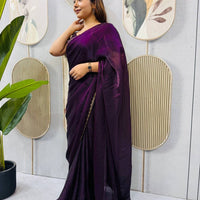 Sari prêt à porter Collection "Serendy" - Prune