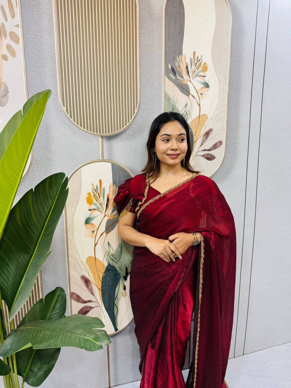 Sari prêt à porter Collection "Serendy" - Bordeaux