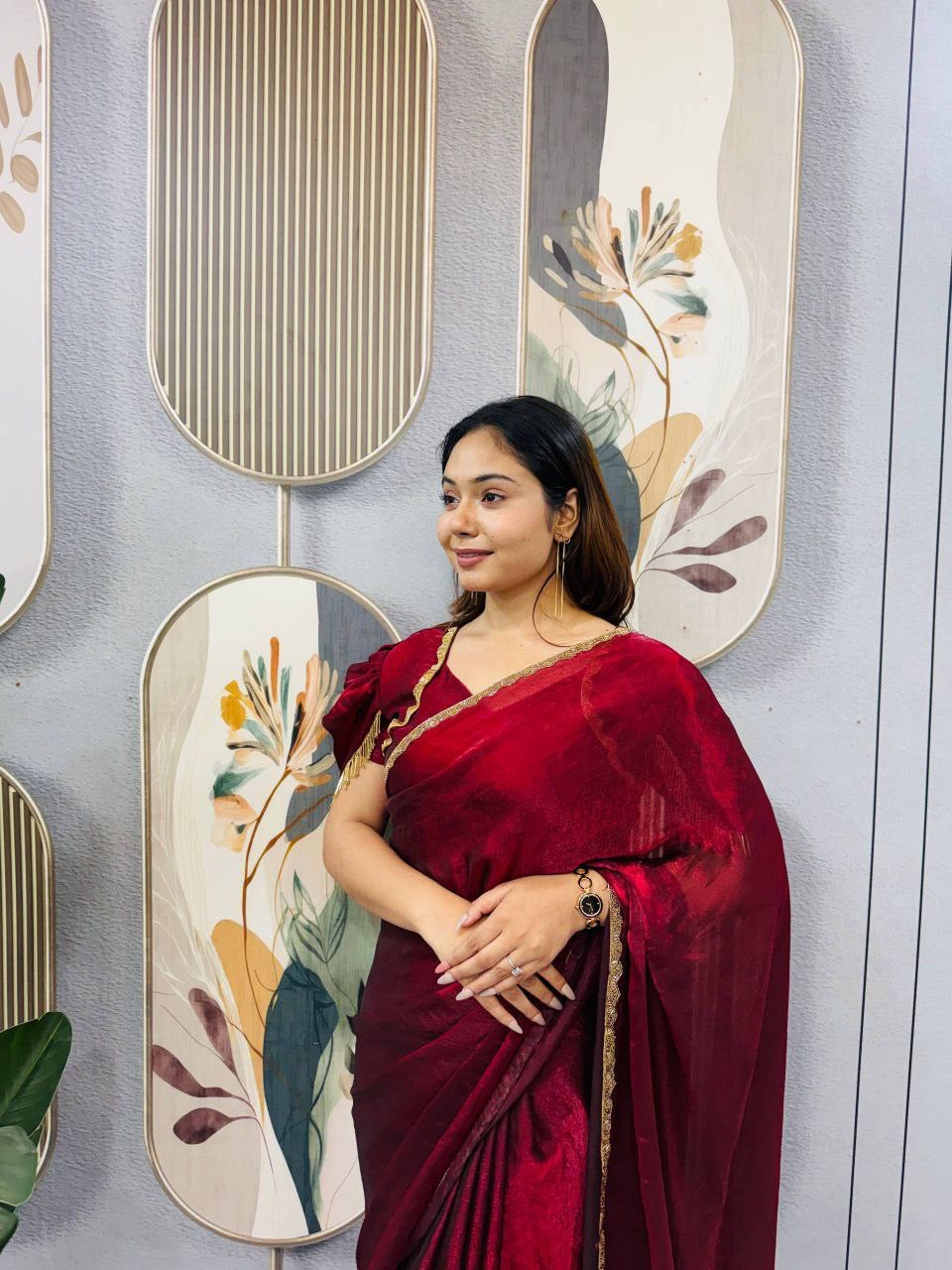 Sari prêt à porter Collection "Serendy" - Bordeaux