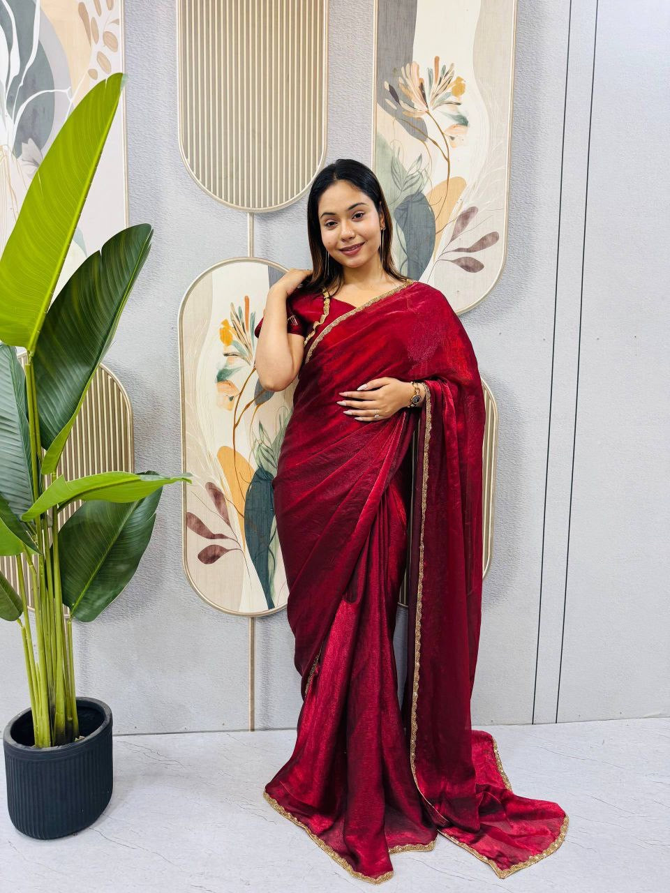 Sari prêt à porter Collection "Serendy" - Bordeaux