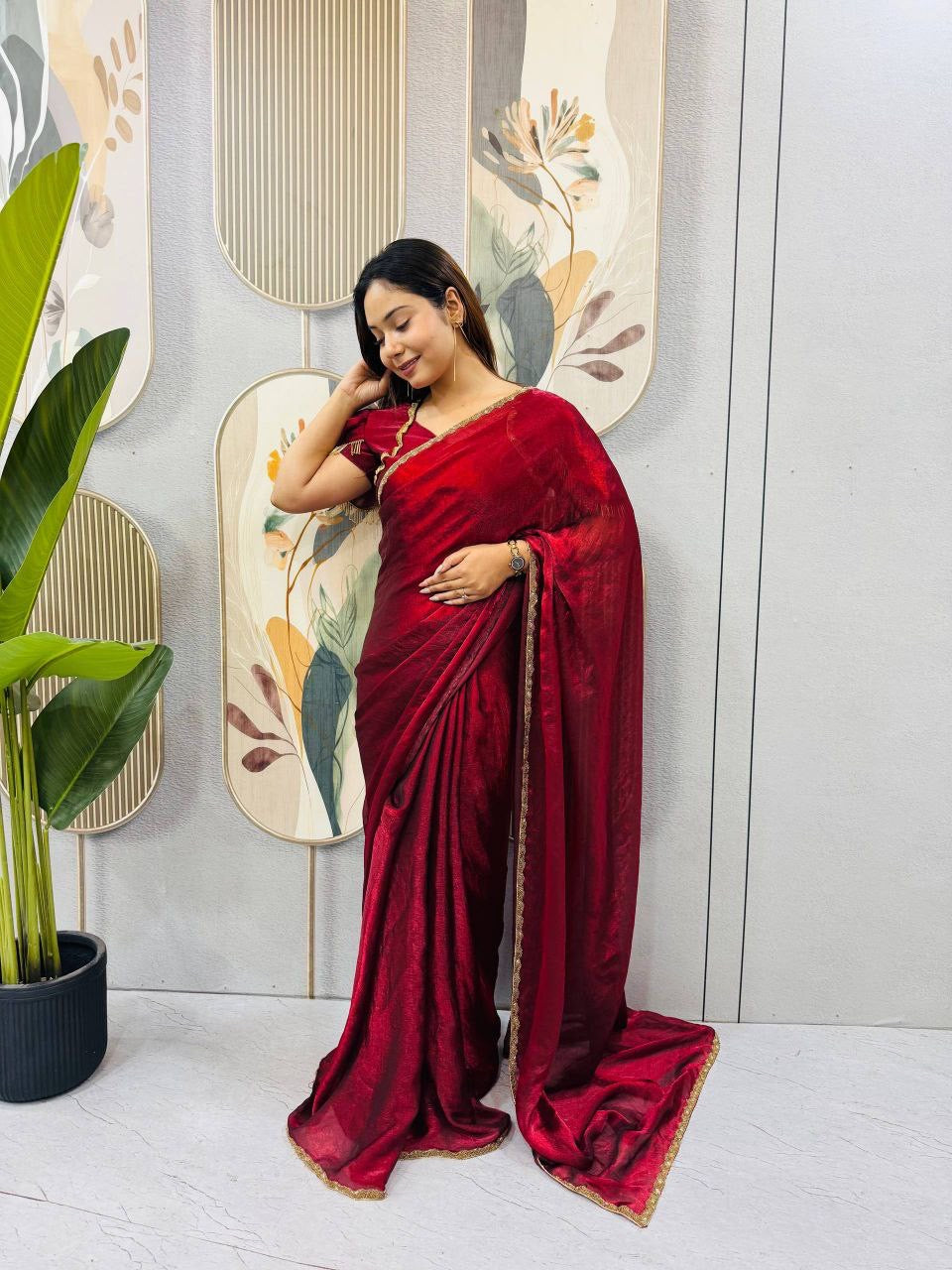 Sari prêt à porter Collection "Serendy" - Bordeaux