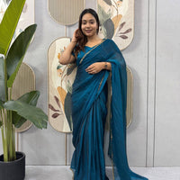 Sari prêt à porter Collection "Serendy" - Bleu canard