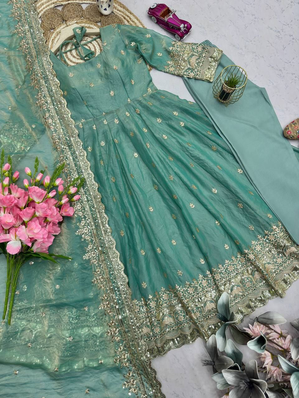 Anarkali/Robe Collection "Indra" - Vert menthe