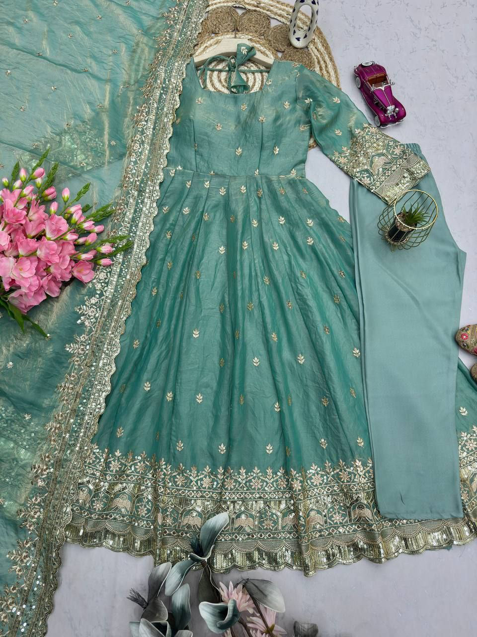 Anarkali/Robe Collection "Indra" - Vert menthe