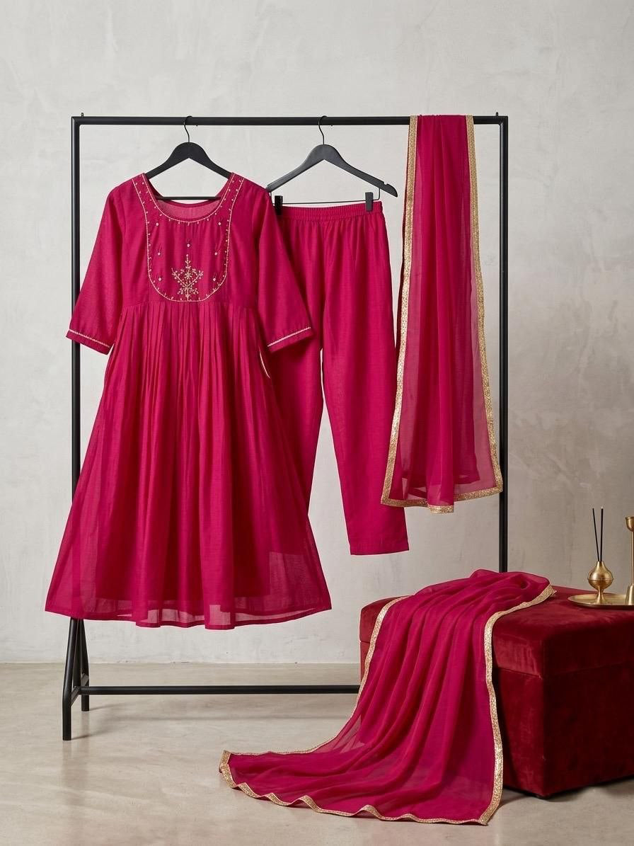 Anarkali  "Anjana" - Rose fuschia