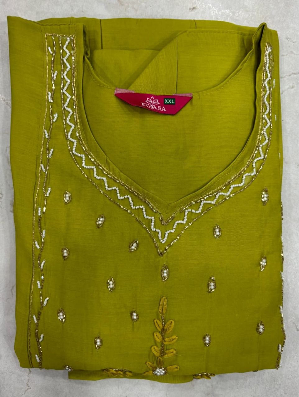 Anarkali  "Anjana" - Vert anis