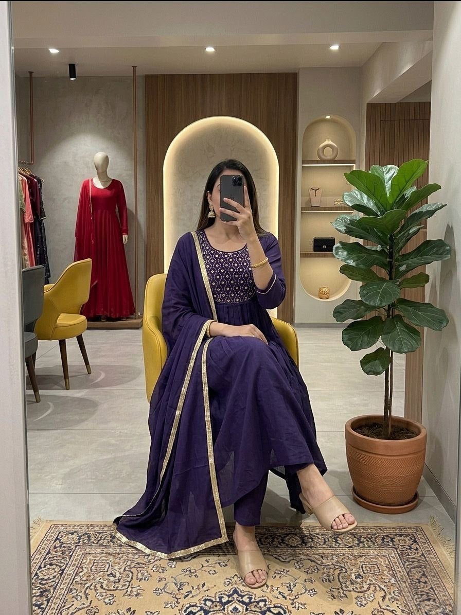 Anarkali  "Anjana" - Bleu marine