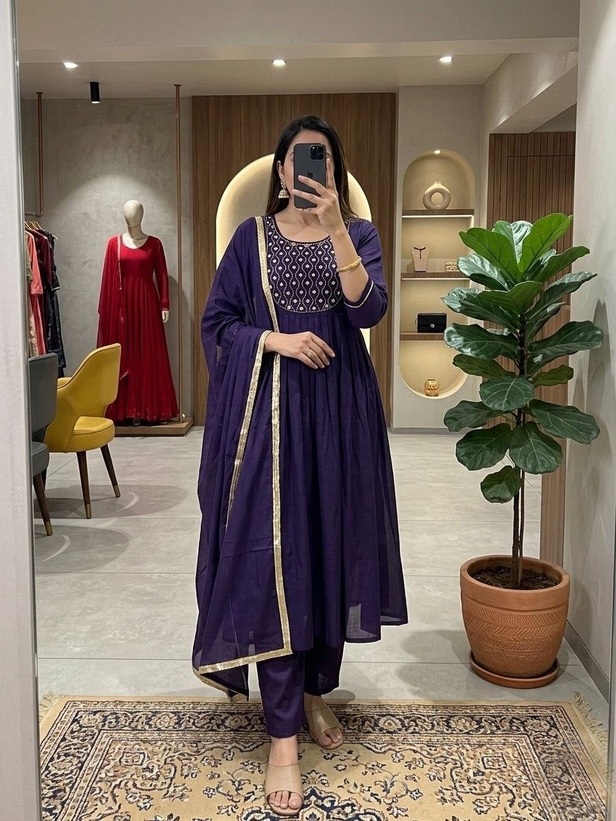 Anarkali  "Anjana" - Bleu marine