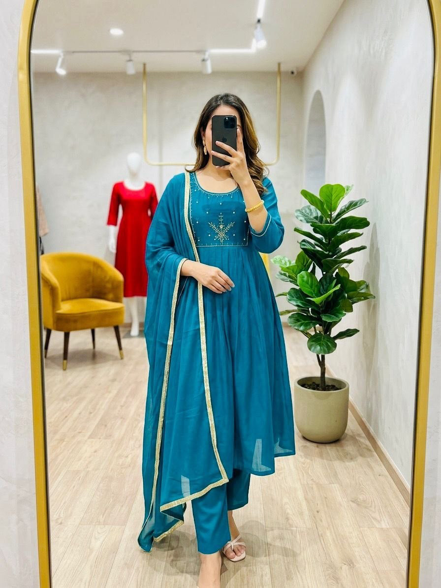 Anarkali  "Anjana" - Bleu turquoise