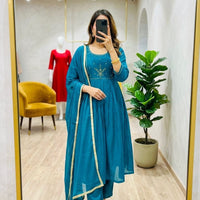 Anarkali  "Anjana" - Bleu turquoise
